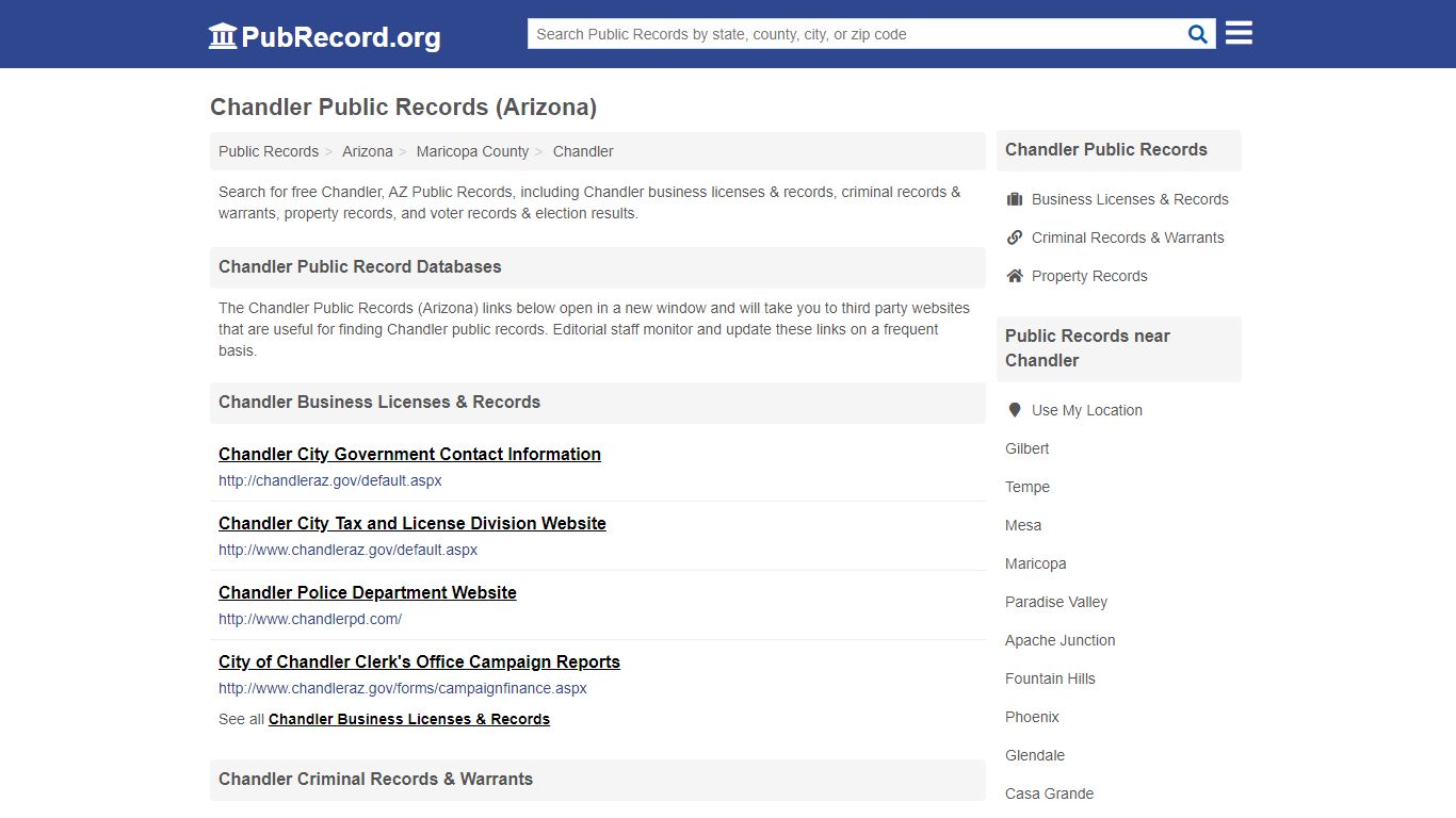 Free Chandler Public Records (Arizona Public Records)