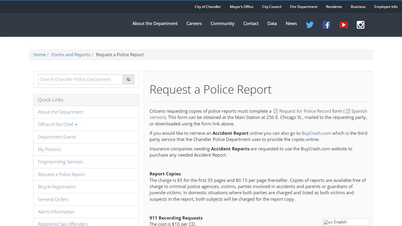 Request a Police Report – Chandler Police Department